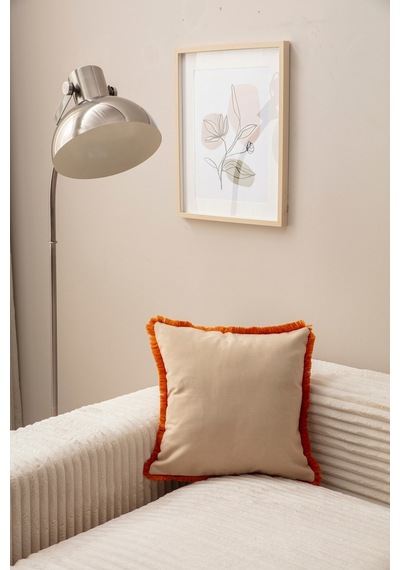 Swita Home Saçaklı Tek Renk 43x43 Kırlent Kılıfı Turuncu