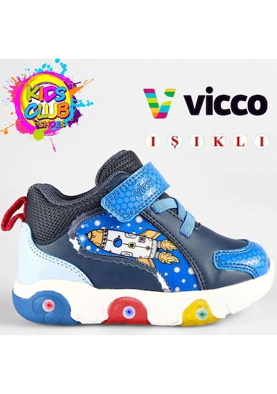 Vicco Rocky Phylon Kauçuk Taban Ortopedik Işıklı Çocuk Bot Lacivert
