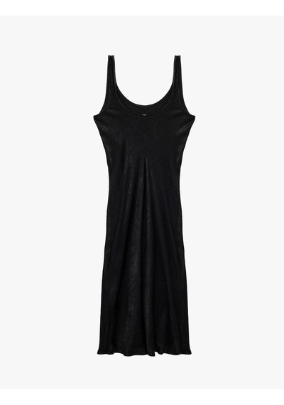 Koton Kolsuz U Yaka Slim Fit Saten Midi Abiye Elbise Siyah 6sak80115uw Siyah