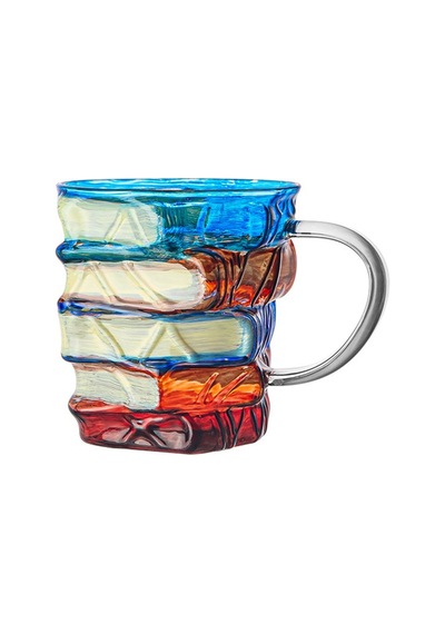 Qerhome Borosilikat Cam Renkli Sherlock Kupa 350 Ml 1 Adet Şeffaf
