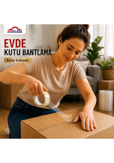 Sanplaza Şeffaf Hotmelt Koli Bandı 45 Mm X 100 Mt Güçlü Yapışkanlı Paketleme Ambalaj Bandı 2 Adet
