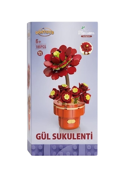 Dostoys Yapı Taşı Serisi Çiçek Yapım Seti Gül Sukulenti 186 Parça