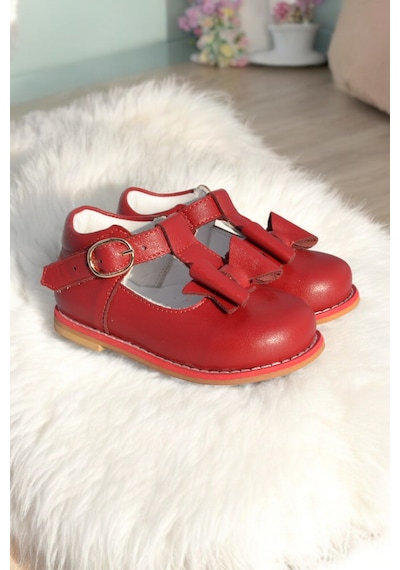 Cevoclub Kids Hakiki Deri Çocuk Ayakkabı Kırmızı Cv-472 Kırmızı