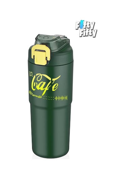 Vagonlife 2'li Çelik Termos-kahve Bardağı Seti 750ml Çift Kullanım Termos//450ml Mug Kahve Bardağı Yeşil - Turuncu