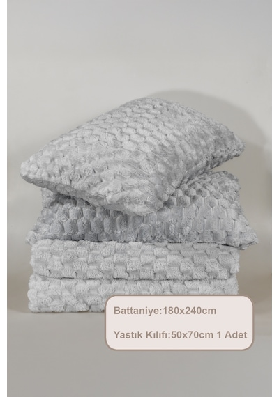 Elart Polen Battaniye Seti Tek Kişilik Wellsoft 2 Parça 180x240 Cm Gri Gri