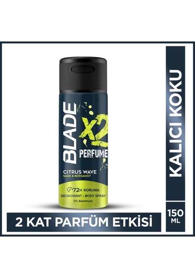 Blade X2 Perfume Citrus Wave Erkek Deodorant Body Spray 150 Ml Leke Bırakmaz %0 Alüminyum