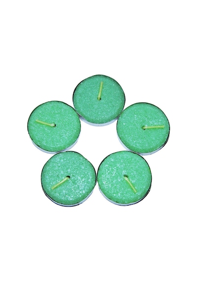 Tea Lights Yeşil Mum 5 Li 1 Paket Çok Renkli