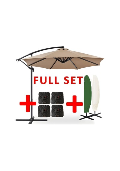 3 Mt 8 Kaburga Full Demir 21 Kg Bej Bahçe Şemsiyesi Full Set Havuz Şemsiyesi Büyük Şemsiye