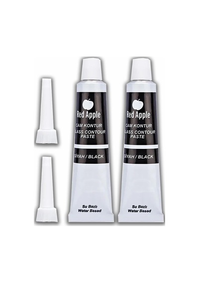 Siyah Kontür Boyası 20 Ml 2 Adet Red Apple Cam Vitray Boyası Kontur Boyası Ana Hatları Çizme Sanatsal Hobi