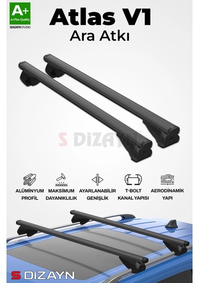 S-dizayn S-bar Atlas V1 Ara Atkı Tavan Taşıyıcı Barı Siyah 165 Cm Universal A+ Kalite