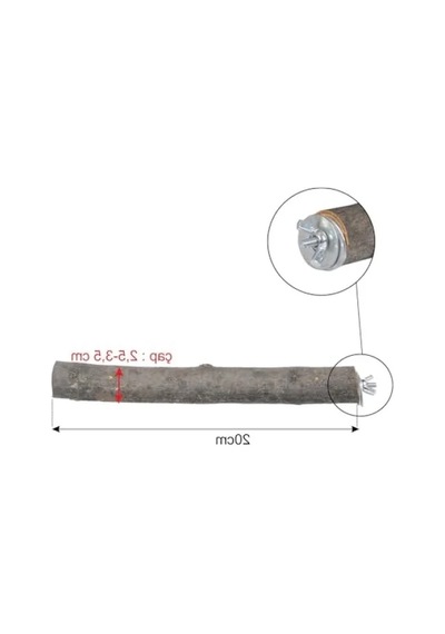 Doğal Ağaç Kuş Tüneği - 20 Cm