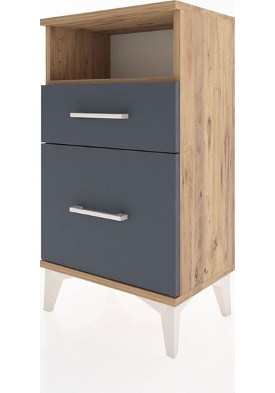 Arges Komodin Tek Raflı Tek Çekmeceli 44x30x80 Çam-antrasit Atlas Çam