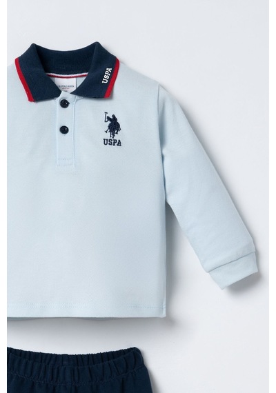 U.S. Polo Assn. Erkek Bebek Mavi Uzun Kol Pijama Takım Usb3196-c-v1 Usb3196-c-v1