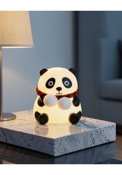 Panda Şeklinde Silikon Gece Lambası Renkli Işık Modu Dokunmatik Kontrollü Çok Renkli