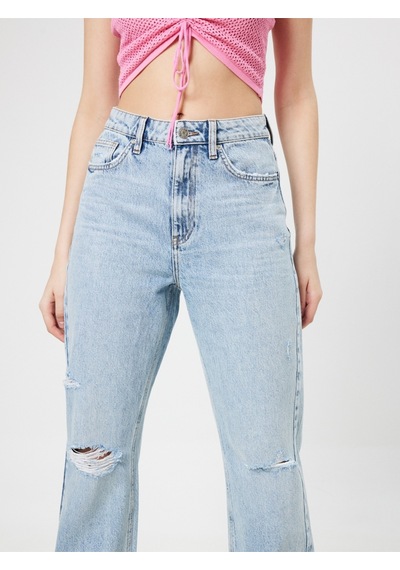 Long Wide Leg Regular Fit Kadın Pantolon Mavi