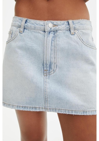 Madmext Buz Mavi Mini Jean Etek Mg2099 Buz Mavi