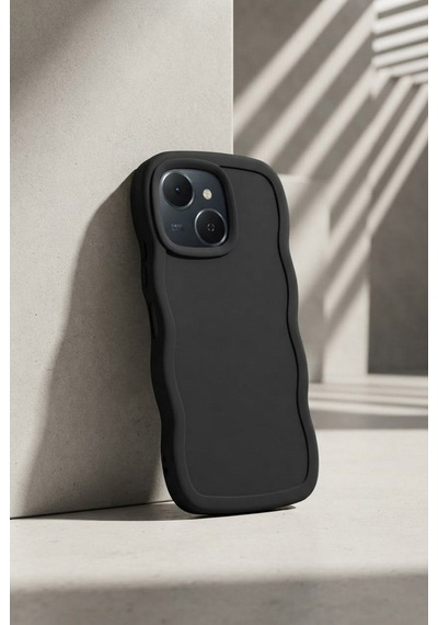 Tecno Spark 40c / Pop 10 Pro Uyumlu Dalgalı Tasarım Kamera Korumalı Mat Silikon Telefon Kılıfı-54218 Siyah