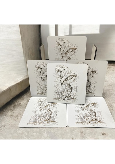6 Lı Mdf Bardak Altlığı Dekoratif Ecceca1010 Karışık