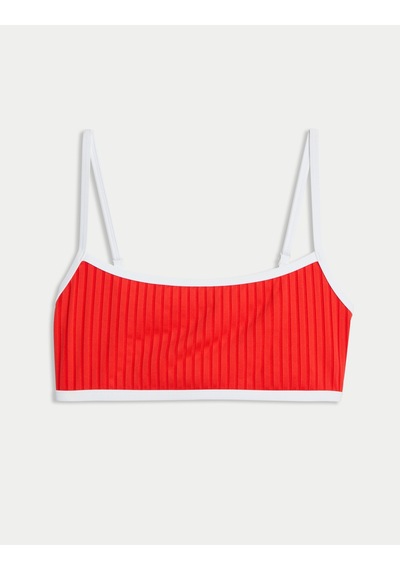 Marks & Spencer Ribanalı Kontrast Detaylı Bikini Üstü T52001094B Kırmızı
