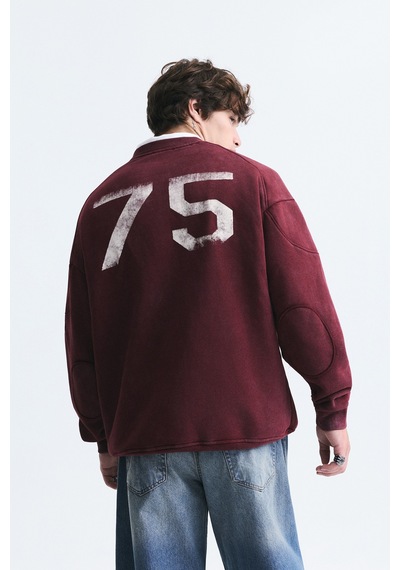 Vamos Miami Baskılı Bisiklet Yaka Sweatshirt Bordo