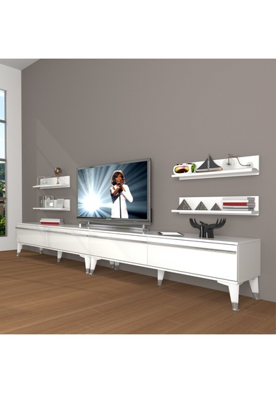 Decoraktiv Eko 360r Mdf Silver Tv Ünitesi Tv Sehpası Parlak Beyaz
