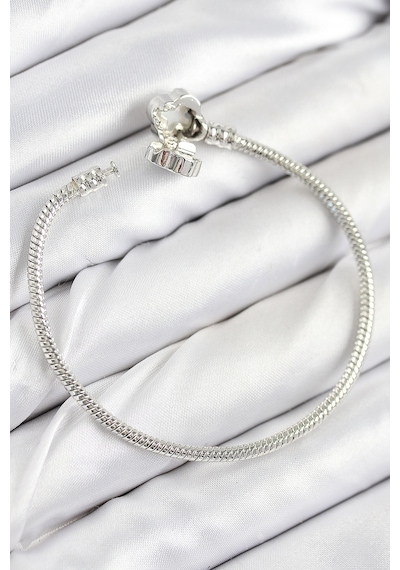 Pirinç Charm Zirkon Taşlı Yonca Model Gümüş Renk Kadın Bileklik 5886 Belirtilmemiş 89600472