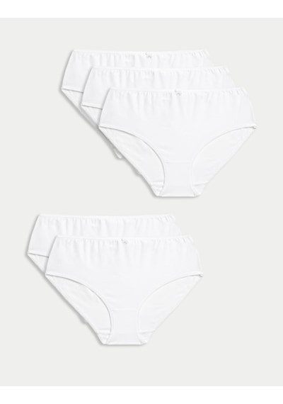 Marks & Spencer 5'li Cotton Lycra Short Külot Seti T61004933p Beyaz