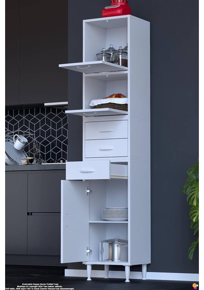 Lorin 35 Cm 3 Kapaklı Raflı Çok Amaçlı Mutfak Kiler Ve Depolama Dolabı Beyaz Boy Dolabı-35x194x32 Cm Lorin 35 Cm 3 Kapaklı Raflı Çok Amaçlı Mutfak Kiler Ve Depolama Dolabı Beyaz Boy Dolabı-35x194x32 Cm