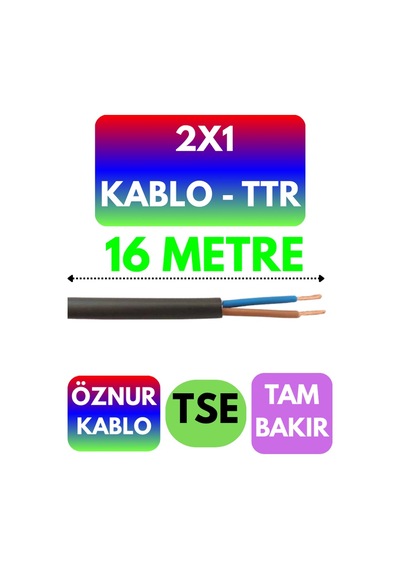 Öznur 2x1 Ttr Kablo Siyah Metre Seçenekli - 16 Metre