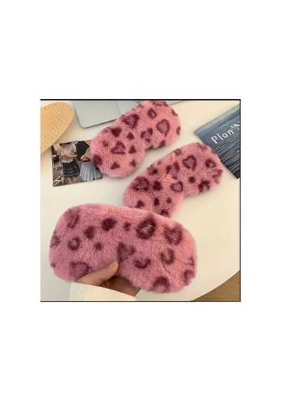 Yıwu Yeni Pembe Peluş Göz Maskesi Yüksek Çözünürlüklü Leopar Baskısı