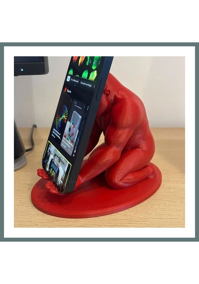 Bezos 3d Baskı Goril Telefon Tutucu - Kaslı Goril Masaüstü Telefon Standı-kırmızı Ventra Standart