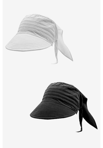 Külah Kadın Bağlamalı Siperli Eşarp Bandana Plaj Şapkası 2li Paket Siyah+Beyaz - Karışık