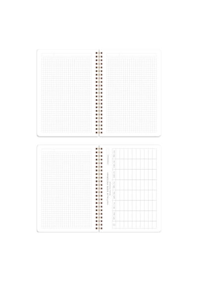 A5 Spiralli Karton Kapak 2 Li Set Kareli Okul Defteri 80 Yaprak, Ders Programlı Ayıcık