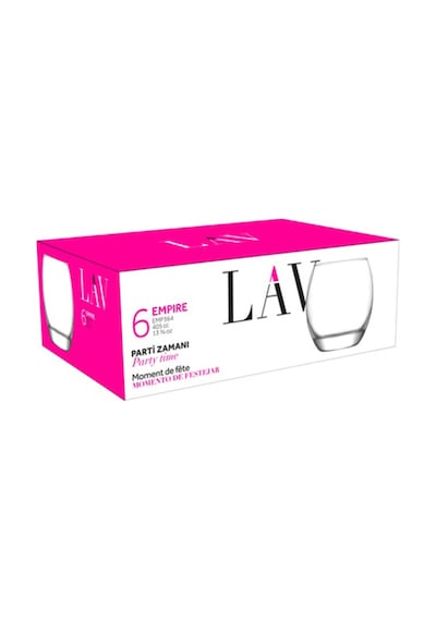 Lav Empire Cam Meşrubat Bardağı 6'lı 405 ml (Su/Viski/Kokteyl Bardağı )