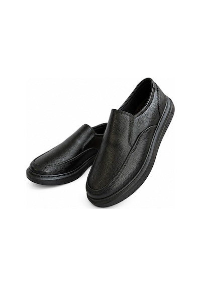 Yalçın Erkek Siyah Suni Deri Bağcıksız Loafer Ayakkabı Dokulu Yüzey, Dikiş Detaylı Kalın Taban Siyah - 933533797 Siyah