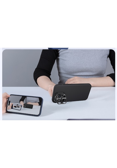 Nillkin Apple Uyumlu iPhone 14 Pro Max Stand Özellikli Lens Koruyuculu Lansman Kılıf Siyah
