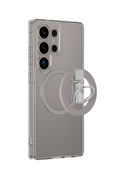 Galaxy Uyumlu S25 Ultra Kılıf Magsafe Uyumlu Yüzük Standlı Amazingthing Minimal Grip Serisi Kapak Gri