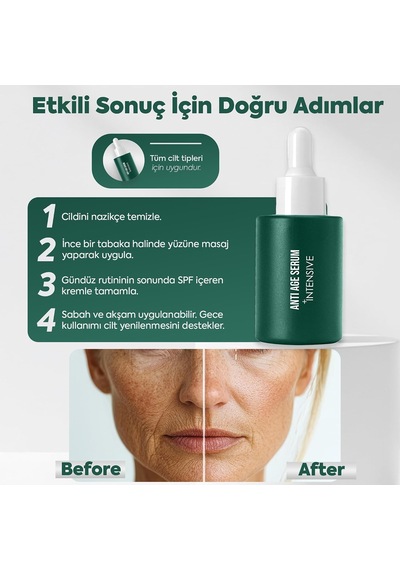 Anti Age Intensive Serum Retinol İçerikli Kırışık Karşıtı Yenileyici Gece Bakımı Cilt Bakım Serumu