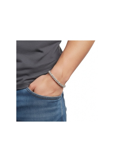 Premium Hasır Örgü Çelik Zincir Bileklik 6mm 3183czb2d7 - 20 Cm - Siyah Renk Siyah
