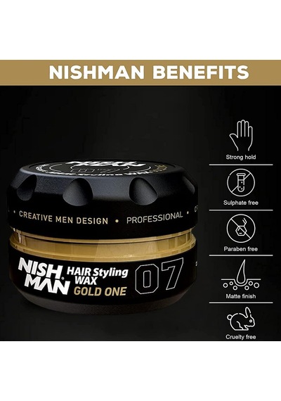 Nishman Saç Şekillendirici Wax 07 Gold One, 150 Ml / Tüm Saç Tipleri / Ekstra Güçlü, Islak Ve Parlak Görünüm