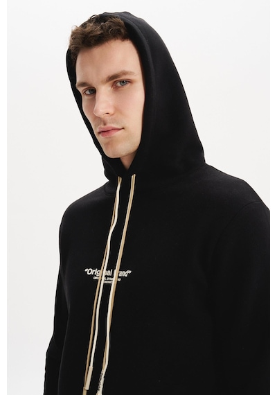 AR-MA Arma Erkek Kapüşonlu Sweatshirt Örme 3 İplik Şardonlu, Yazı Baskılı,cepsiz,sade Ve Şık, Regular Fit K30254628802 Siyah