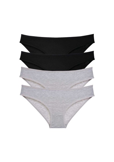 Royaleks 4 adet Süper Eko Set Likralı Kadın Slip Külot Siyah Gri RYL-EKO4011 Gri - Siyah