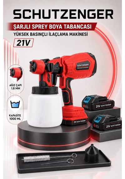 7-900w Şarjlı Boya Vernik Ve İlaçlama Makinesi Yüksek Basınç Püskürtme Kırmızı Seri