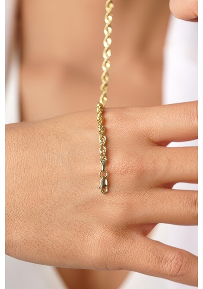 Fiyonk Kuyumculuk 14 Ayar Altın Işıltılı Burgu Zincir Bileklik 3.30 Mm Sarı Altın