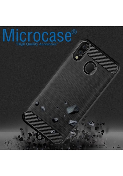 Samsung Uyumlu Galaxy M20 Brushed Kilif + Tam Kaplayan Çerçeveli Cam 350408087