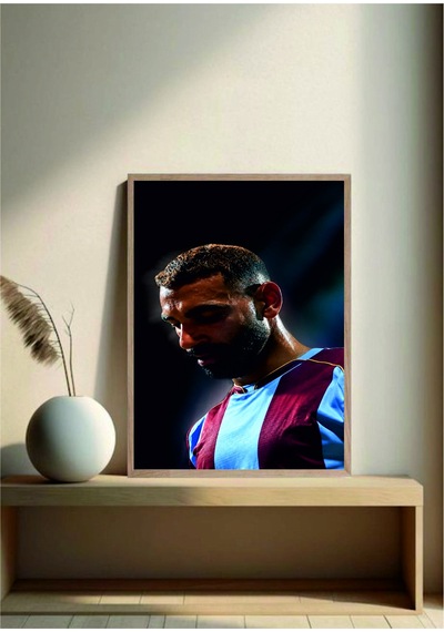 Bordo Mavi Poster Mohamed Salah Ahşap Çerçeveli Tablo Çok Renkli - 919933058 Çok Renkli