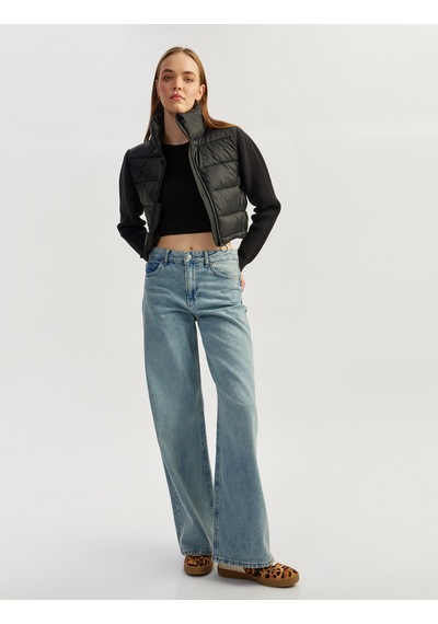 Koton Dik Yaka Slim Fit Fermuarlı Uzun Kollu Ceket Siyah 5sal20005ıw Siyah