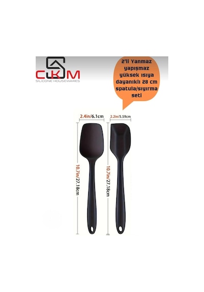 Ckm Silikon Silikon Yanmaz Yapışmaz 2li Spatula-sıyırma Seti Siyah Siyah Diğer