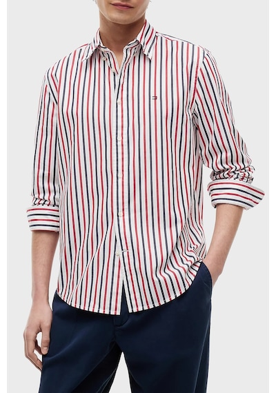 Tommy Hilfiger Çizgili Pamuklu Regular Fit Uzun Kollu Gömlek Erkek Gömlek Mw0mw43315 0ev Beyaz-kırmızı-lacivert Tommy Hilfiger Çizgili Pamuklu Regular Fit Uzun Kollu Gömlek Erkek Gömlek Mw0mw43315 0ev Beyaz-kırmızı-lacivert