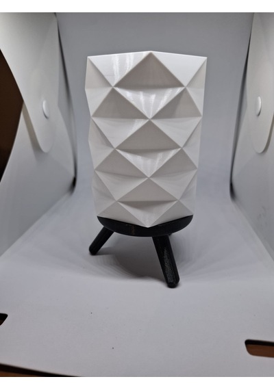 Üçgen Tasarım Tealight Mumluk- Mini Lamba Beyaz -  Siyah